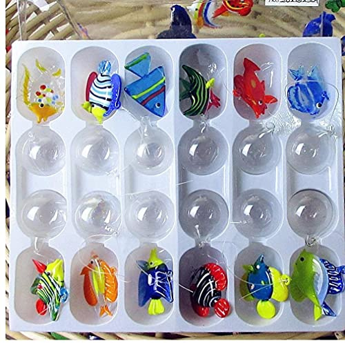 PiniceCore Glasfische Schwimmdock - Aquarium Mini Figurine - Hand Geblasenem Glas -Lampe Arbeits Miniatur Geblasenem Glas Tierstatuen