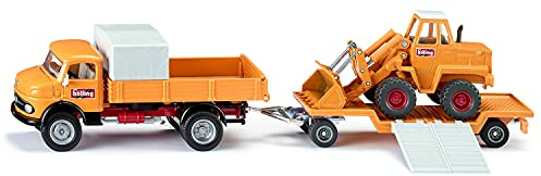Siku 4117, Two-Piece Construction Set, Incl. Mercedes-Benz 710 Truck with Bölling Wheeled Loader, Kramer 411 Model, 1:50, Metal/Plastic, Yellow, Movable Parts