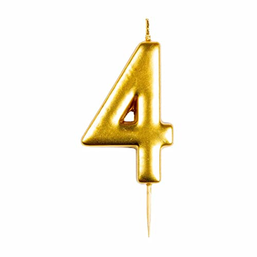 amscan 9911808 Gold Numerical Candle 4