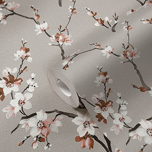 Livingwalls Carta da parati per fiori vintage grigio marrone 385204 in tessuto non tessuto, 10,05 x 0,53 m, Made in Germany