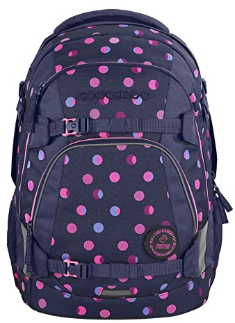 coocazoo Schulrucksack Mate „Reflective Moons”, lila, reflektierend, ergonomischer & anpassbarer Tornister, höhen- & größenverstellbar, mit Brustgurt & Hüftgurt, ab der 3. Klasse