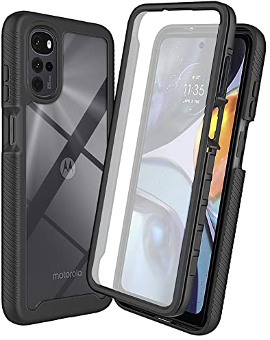 XINYEXIN Funda 360 para Motorola Moto G22 / Moto E32 / E32S | Carcasa Protección 360°, Protector de Pantalla Incorporado, Antigolpes, Transparente, Bumper Resistente, Negro
