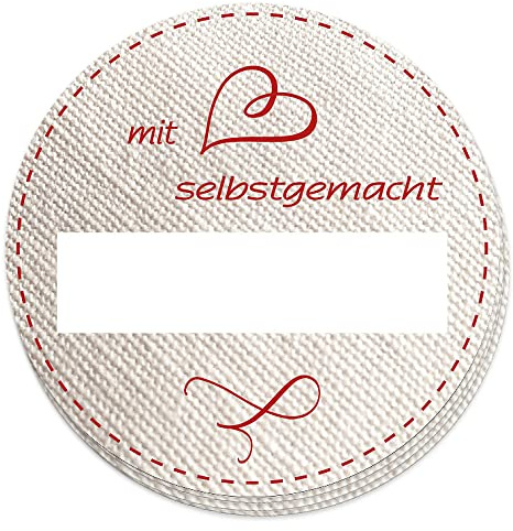 Apoidea - Etiketten selbstklebend zum Beschriften 50 Stück/Etiketten für Einmachgläser/Etiketten Marmelade ablösbar/Etiketten Handmade/Etiketten für Gläser – Motiv Leinenoptik