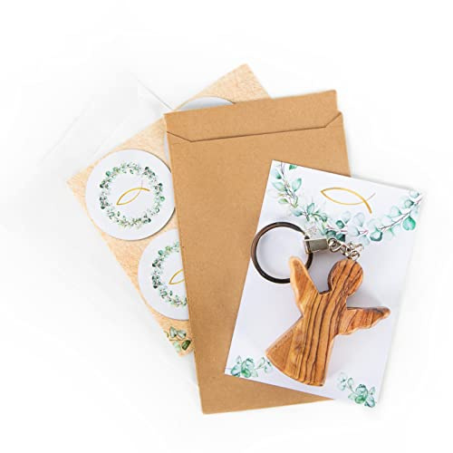 Logbuch-Verlag Engel aus Holz kleines Geschenk zu Taufe Kommunion Konfirmation - Schutzengel SCHL – Muttertagsgeschenk Mama | Deko Geburtstag Frühling