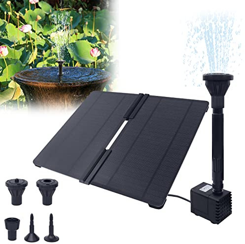 Yznahre Solar Springbrunnen, 20W Solar Teichpumpe Solarpumpe Solar Fontäne Wasserspiel Pumpe mit 6 Fontänenstile für Garten Vogel-Bad Fisch-Behälter Teich Deko
