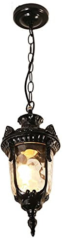 TONONE Simple Étanche Antirouille Lustre Rétro Balcon Escalier Couloir Suspensions Porche Patio Pavillon Lampes Suspendues Paysage Jardin Extérieur Plafond Luminaires (Noir) Double The Comfort