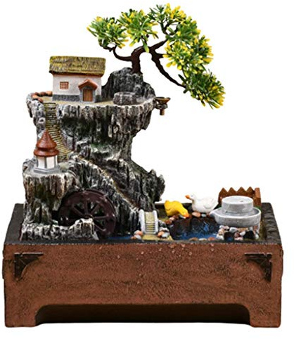 Tabletop Fountain Indoor Fountain Office Tabletop Fountain Table Waterfall Water Feature Indoor and Outdoor Use Water Feature Meditation Cascade Fountain Desktop Fountain (Color : B) (B)