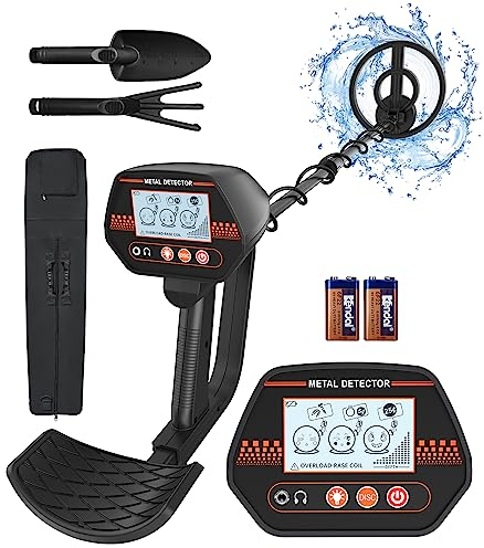 DetectTrek Detector de Metales para niños, Detector de Metales Impermeable con Bobina de Alta precisión de 8 Pulgadas y rastrillo de Pala, Todos los Modos de Metal y Disco, Detector de Oro Ligero