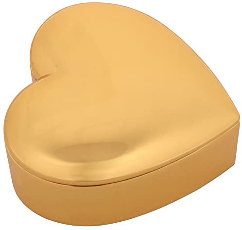 ZAANU Schmuckkästchen, Herz-Ringkästchen, Eheringkästchen, Schmuckkästchen, Verlobungsringkästchen, Schmuck-Geschenkbox for Heiratsantrag, Ring, besondere Anlässe, Herz-Dekor/324 (Color : Golden)