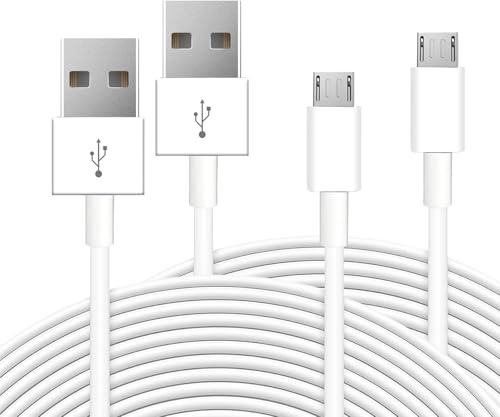 Lot de 2 rallonges d'alimentation de 3 m pour cam, YI Camera, Nest, Blink, Netvue, Kasa, Cloud, Furbo, Arlo Q, câble USB vers Micro USB, charge et synchronisation
