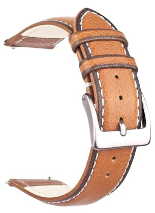 Berfine Weich Rindleder Uhrenarmband, Quick Release Leder Uhrenband, Ersatzarmband für Smartwatch Bandbreite 18mm 20mm 22mm