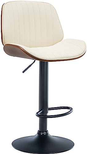 CLP Barhocker Nova I Kunstleder-Bezug I Höhenverstellbarer Barstuhl, Farbe:walnuss/Creme