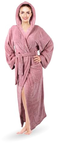 Bestlivings Bademantel (Rosa/XL) Cozy für Damen mit Kapuze und Taschen, weich flauschig saugstark, Sauna und Spa - extra lang und breite Ärmel - Morgenmantel