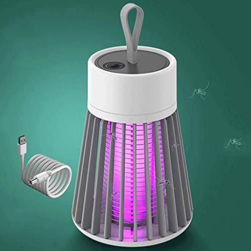 CRBUDY Lampe Anti-Moustique, Lampe Anti-Moustique Bug Zapper 5W, Tube de lumière Violette UV, Attraction Efficace, Tueur de moustiques Tue Les Insectes Volants, Moustique (Gris)