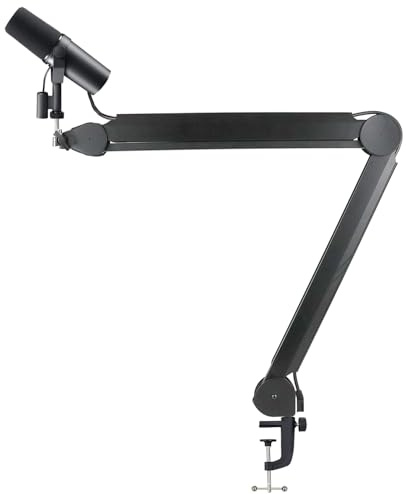 Liyirui Mikrofonarmständer für Schreibtisch, Mikrofonarm mit Kabelmanagement, Microfonarm, robust, faltbar, integrierte Federaufhängung, Scherenständer mit 1,6 cm bis 0,95 cm und 0,6 cm Schraube, groß