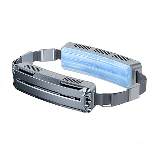 Bewinner Wearable Body Waist Fan - 5000mAh Battery Powered Belt Fan with 3-Speed Adjustable & Ice Compress, Front Rear Dual Under Shirt Fans for Outdoor Sports (Dark Gray)