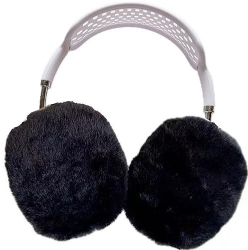 Rnrieyta Miagon Silicone Case Cover for AirPods Max Headphones,Creative Fur Fluffy Furry Cute Ear Cups Cover Soft Cases Skin for Women Men
