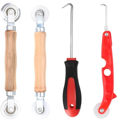 4 piezas de herramienta extractora de enrollador para ribete de mosquitero, herramienta de enrollado de spline, enrollador de ribete de doble rueda, enrollador de sello para ventanas, herramienta