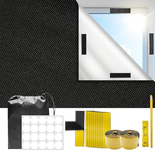 Daily Treasures Blackout Blind, 300×145 cm tragbares Blackout-Stick-Blind, mit verbessertem starkem, klebendem Klettverschluss und Messschieber und Stoffstiften, die für Jede Größenform geeignet sind