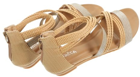 WRITWAA Sandalias Planas Romanas Diseño Simple para Mujer Verano, Cómodas y Elegantes y Material PU Transpirable para Vestir Casual