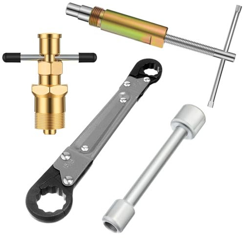 Lanties 4 Pcs Angle Stop Wrench Kit Plumbing Tool, Olive Ring Removal Tool with Diameter of 1/2, 3/4, Compression Sleeve Puller for 1/2 Compression Fitting, Install Angle Stop Nut (Olive,Grey)