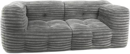 bananair - 3-Sitzer Sofa Modular, Kunstfell Streifen - Weich & Bequem - Schaumstoff- & Faserfüllung - Innovatives Sofa & Sitzsack, 2 Abnehmbare Teile (Dunkelgrau)
