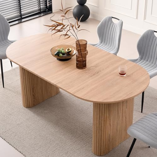 Lecafur HL 70.8 Oval Dining Table for 4 6 Person, Modern Farmhouse Kitchen Dinner Table for Breakfast Dining Receiption Room (Only Table), Natural