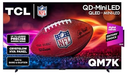 TCL 98 Inch Class QM7K Series | Mini LED QLED 4K HDR | 98QM7K, 2025 Model | 120HZ-144HZ Anti Reflective Screen Smart Google TV Dolby Atmos Onkyo Audio | Voice Remote Alexa Gaming Streaming Television