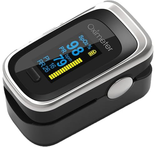 Pulsioxímetro De Dedo, Medidor Oxigeno En Sangre Dedo Monitor De Saturación De Oxígeno para Adultos Y Niños, Oxímetro De Dedo para Frecuencia del Pulso Y Nivel De Spo2 con Pantalla OLED B