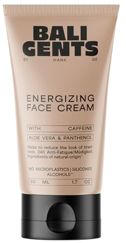 Bali Gents Energizing Face Cream - Crème revitalisante pour le visage pour homme - Crème hydratante pour le visage avec caféine et aloe vera - Soin du visage antioxydant - 50 ml