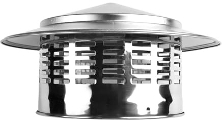 Chimney Cap, Stainless Steel Windproof Roof Exhaust Pipe Vent Mesh Protector Cap, Flue Cowl with Bird Guard, Metal Rain Snow Hat for Chimney (160mm)