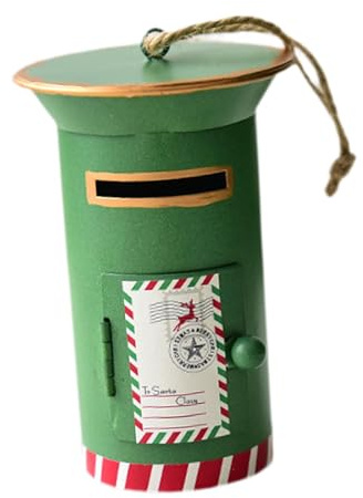 Colcolo Adorno navideño con Forma de buzón de Papá Noel para de Navidad, decoración navideña, Colgante de Metal Vintage para Fiestas de año Nuevo en, Verde