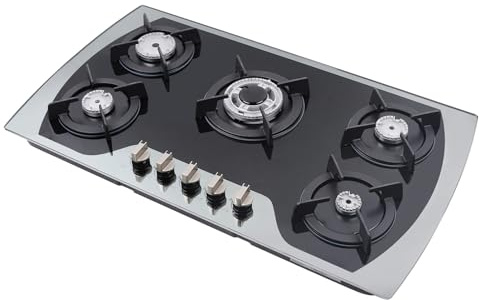 Plaque de cuisson à gaz, 5 feux, avec 5 brûleurs indépendants, allumage électronique par impulsion, réglage du feu à 180°, deux méthodes d'installation - Cuisinière à gaz pour cuisines domestiques