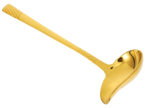 EPIGEIST Louche à Sauce Dorée Acier Inoxydable Épais avec Bec Verseur Créatif Cuillère Polyvalente pour Cuisine Service et Cuisson Outil Résistant et Élégant