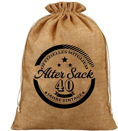 Geschenkbeutel 40 Geburtstag, Lustige Geschenke für 40 Geburtstag Männer | Alten Säcke, Geschenktüten mit Kordelzug, Baumwollbeutel, Stoffbeutel, Verpackung Geburtstagsgeschenk (40x30 cm)