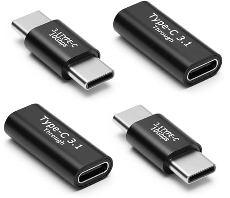 Seminer Adaptador USB C 3.1 (paquete de 4), adaptador USB C hembra a hembra, conector tipo C macho a macho para MacBook Pro, tablet, Samsung Galaxy y más