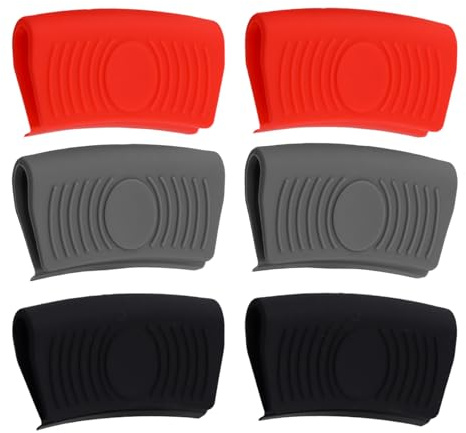 3 Pares Asas de Silicona para Ollas, Mango para ollas Calientes, Soporte para cacerolas, Protector de Manos Resistentes, Manoplas Horno y Agarraderas, Sostenedores