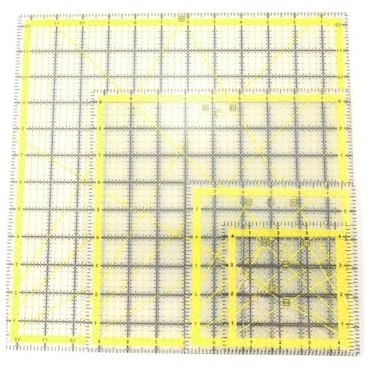Puthernm 4 Pezzi Multifunzionali in Acrilico Patchwork Righello Set di Strumenti Quadrato per Cucire Righello per Taglio Quilting Righello di Misurazione