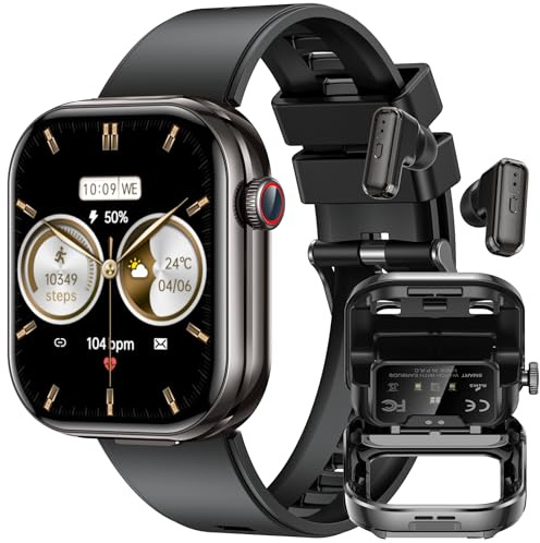 Montre Connectée avec Écouteurs Sports Smartwatch: Repondre Appel Sommeil Fréquence Cardiaque SpO2 Cardio Étanche Fitness Tracker 2.02 HD Écran Écouteurs et Montre 2 en 1 Homme Femme pour Android iOS