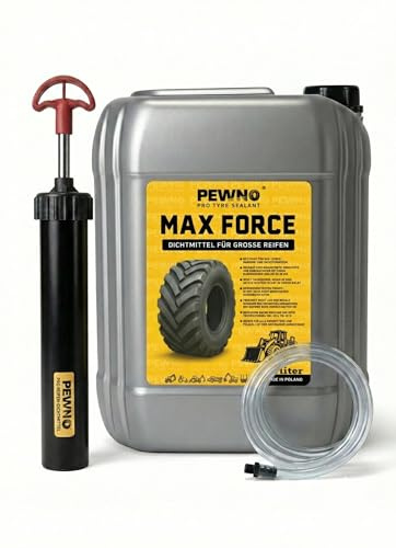 PEWNO MAX-Force Reifendichtmittel Industrie Baumaschinen 10L | Für Industrie-, Bau- und Forstfahrzeuge. Dichtet Löcher bis 20mm, -40°C bis +92°C einsatzbereit.