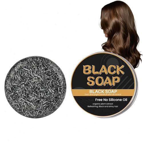 Black Soap Natural Shampoo Bar for Hair Growth & Oily Hair,Cleansing Shampoo Bar to Reverse Gray Hair & Darken Beard,Solid Grey Hair Darkening Shampoo Bar,Gray Hair Coverage Soap for Men and Women