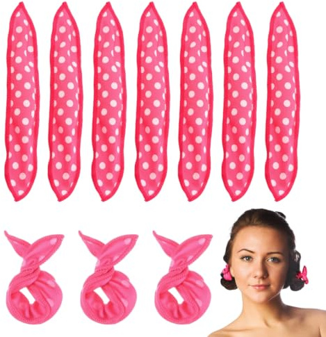 LAPQOS Bigodini per styling capelli,Set di 10 spugne arricciacapelli a pois per asciugare e dormire