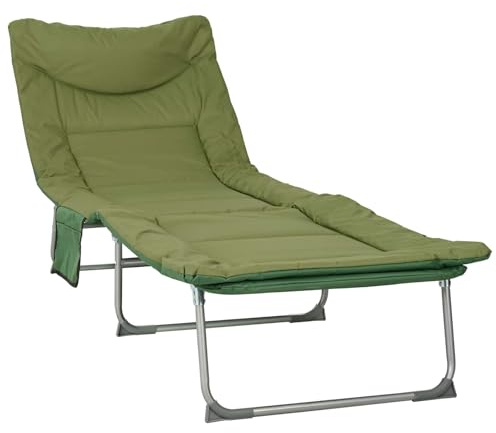 Fisinber Sdraio pieghevole da giardino con schienale regolabile in 5 posizioni, portata fino a 120 kg, tessuto Oxford e telaio in acciaio, sdraio mobile a tre gambe per giardino, terrazza e campeggio