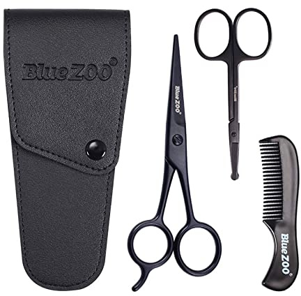 Kit de peigne à barbe en acier inoxydable pour homme - Pour le soin de la barbe - Peigne de précision - Noir - Taille unique