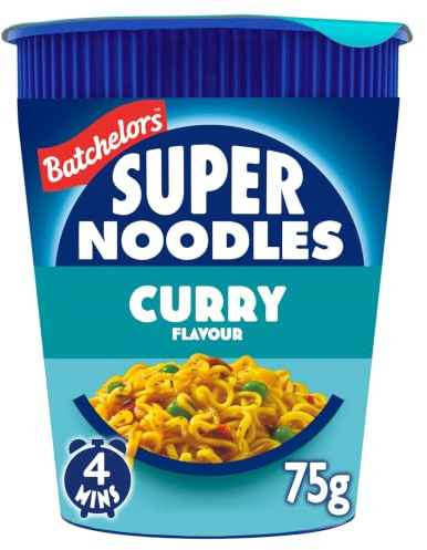 Batchelors Super Noodles Curry Flavour Instant Snack Pot, 75 g | Quick & Convenient Meal, Ready in 4 Minutes, Flavourful Curry Noodles, Ideal for Lunch or Dinner, On-the-Go