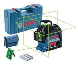 Bosch Professional Laser Level GLL 3-80 G (Green Laser, Interior, Working Range: 30m, 4X Battery, AA, in Carrying case)