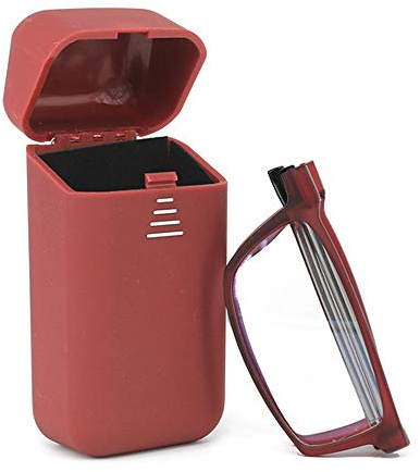 KoKoBin Faltbare anti-blaue Lesebrille Sehnhilfe für Damen und Herren Lesehilfe mit Hartschalen-Etui zusammenklappbar Lesebrillen(Rot,+1.5)