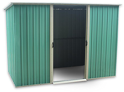 Panana Metal Garden Apex Roof Storage Shed Metal Flat Roof Shed Door at 8FT side (8x4')