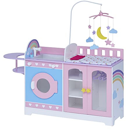 Olivia's Little World Estación de Cambio para Muñecas Bebé 6-en-1, Rosa y Púrpura