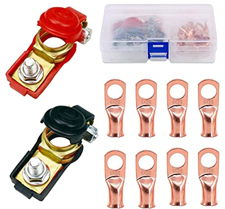 HUAZIZ 2 Pezzi Terminali di Batteria Connettori,Morsetti Batteria a Sgancio Rapido, Battery Terminal, Connettori di Batteria (8 Anello in Rame) per Barca Camion Furgone Roulotte